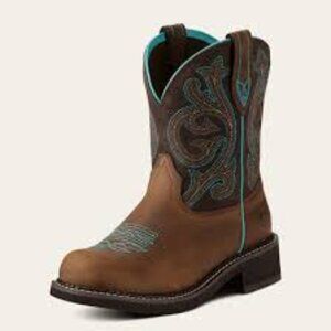 Ariat Delilah Women Performance Boots Round Toe and Turquoise Piping Size 8B